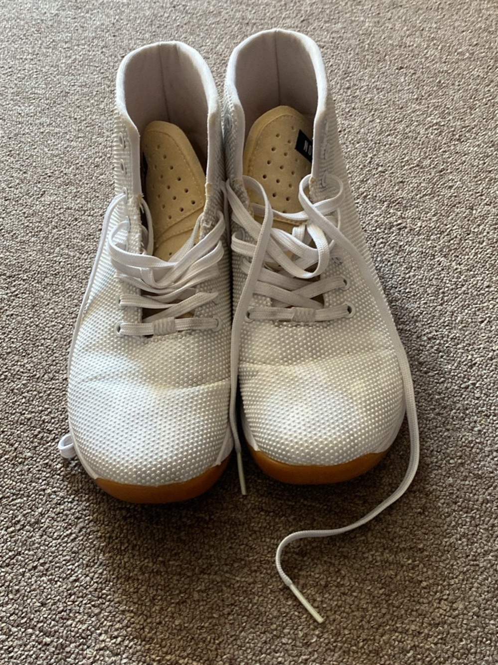 NOBULL White Knit Athletic Sneakers with Gum Sole